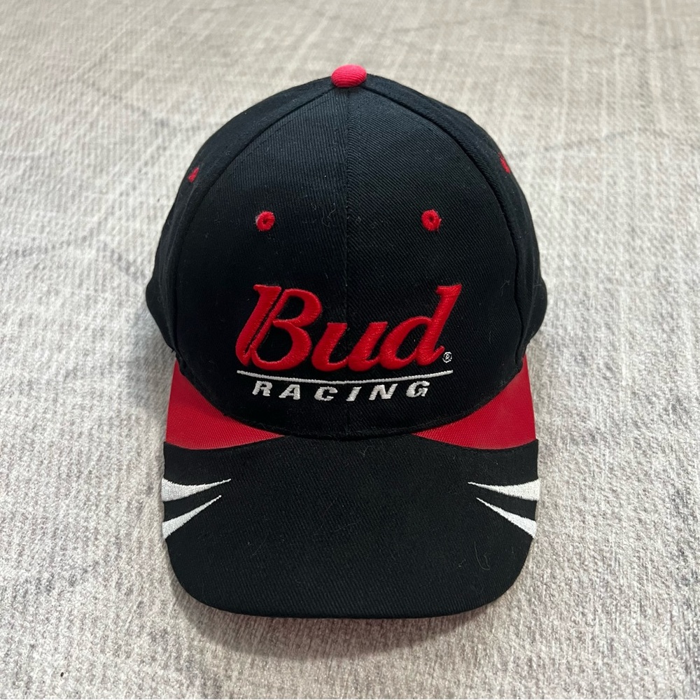 Vintage 2000s Y2K NASCAR Bud Racing Budweiser Beer Men’s Black/Red Velcro Hat